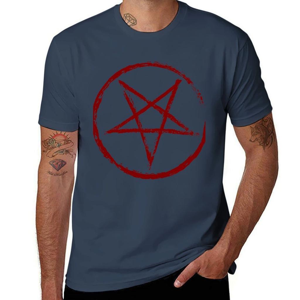 Red Worn Pentagram T-Shirt T Shirts Designer T Shirt Man Luxury T-Shirt