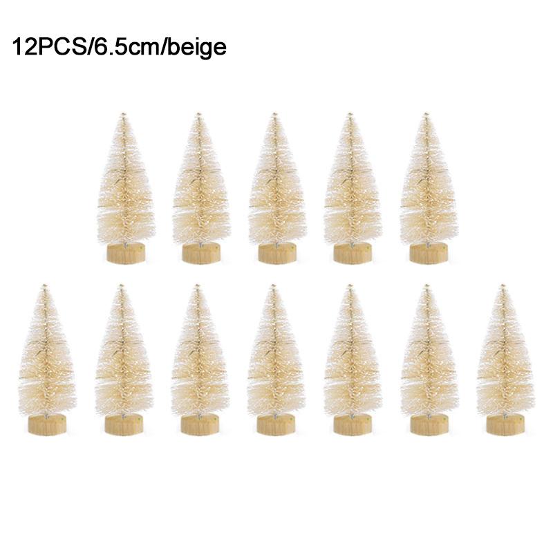 12pcs Mini Christmas Tree Pine Tree DIY Christmas Decorations For Home Table Navidad Xmas Ornaments New Year Decor Kids Gift