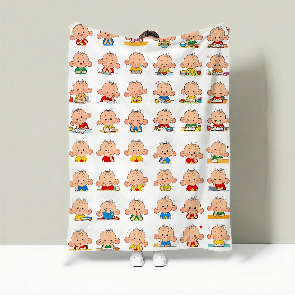 Character B-Big-Ear Tutu Throw Lightweight 240g Flannel Blanket Soft Skin-friendly for Summer Cooling 75cmx90cm