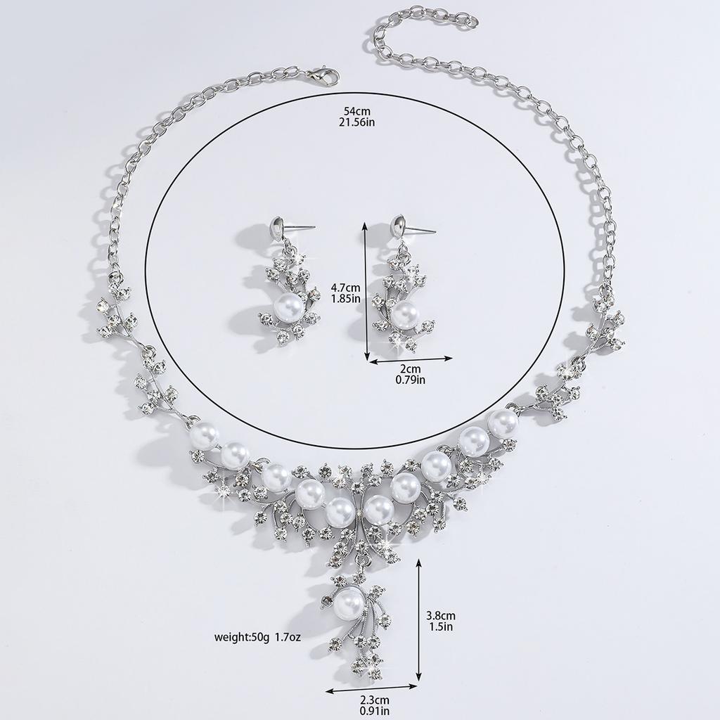 Damenmode Wassertropfen Design Luxuriöses Kronen-Halsketten-Ohrringe Schmuckset Hochzeitsfeier Feiertagsgeschenk