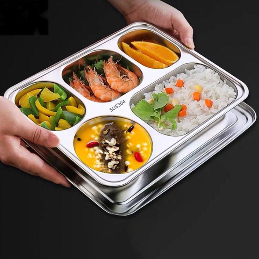 for Food Control with Compartments Stainless Steel Dividers Platter Dinner Plates Serving Tray