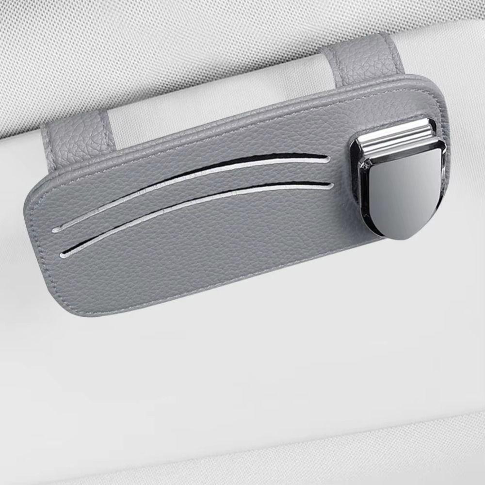 Leather Car Sunglasses Holder Expansion Space Sun Visor Storage Box Creativity Car Glasses Clip