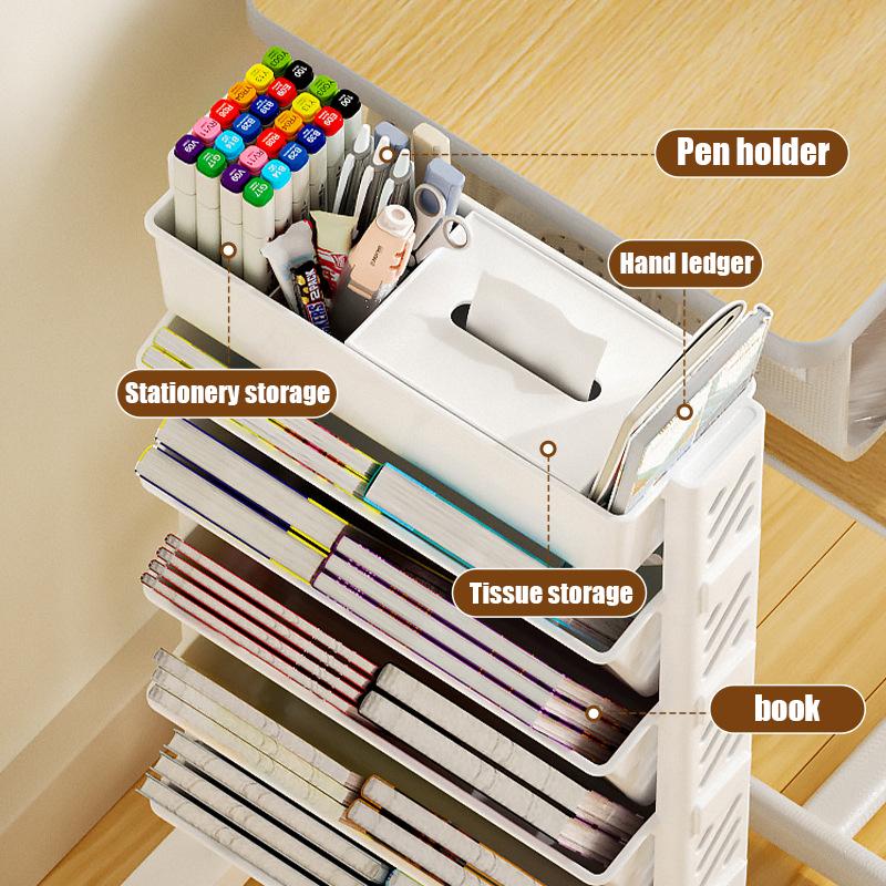 Storage Rack Book Storage Organization Rack Multifunctional Movable Storage Rack Floor To Floor Multi-layer Bookshelf Small Cart
