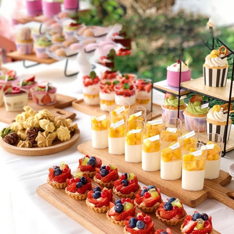 A62X 30Pcs 80Ml Mini Disposable Bevel Cake Cups Pudding Jelly Mousse Cup Appetizer Bowl for Home Dessert Shop Food Container