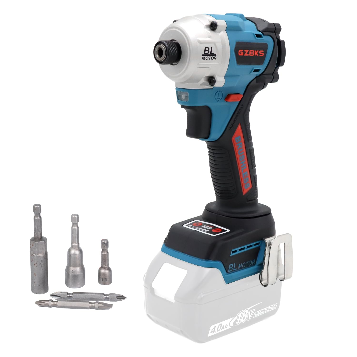 

GZBKS BL250 18V Impact Driver Hex Chuck 250Nm High Torque 5 Modes for Thin for Steel Torque LED Light Makita 18V Compatible Weight Portable синий