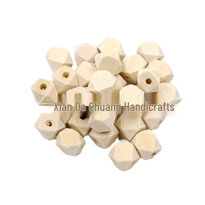 Octagonal Multi-Faceted Natural Wood Beads for DIY Crafts and Accessories
