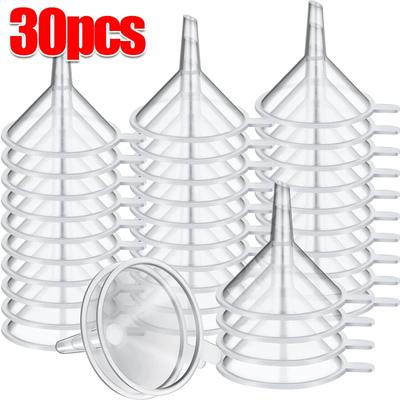30/2Pcs Mini Clear Funnel Plastic Small Funnel Set for Perfumes Powder Cosmetic Oils Lab Bottles Filling Tools Liquid Dispenser