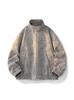 Men's Retro Tie-Dye PU Leather Stand Collar Jacket - Stylish, Loose, Versatile, Trendy Casual Top for Spring and Autumn.