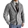 New And Knitted Autumn Winter Cardigan Mens Turndown Collar Long Sleeve Twist Sweater Jacket Mens Clothing
