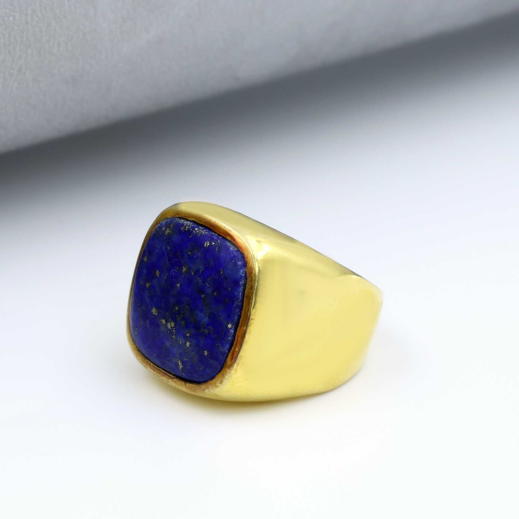 

Кольцо с драгоценным камнем лазурит, кольцо из стерлингового серебра 925 пробы, кольцо из желтого золота, ювелирные изделия ручной работы, подарки на день рождения, эффектное кольцо 6