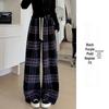 Women's High-End Retro Plaid Velvet Pants: Loose, Slimming Straight-Leg, Casual Wide-Leg Long Pants