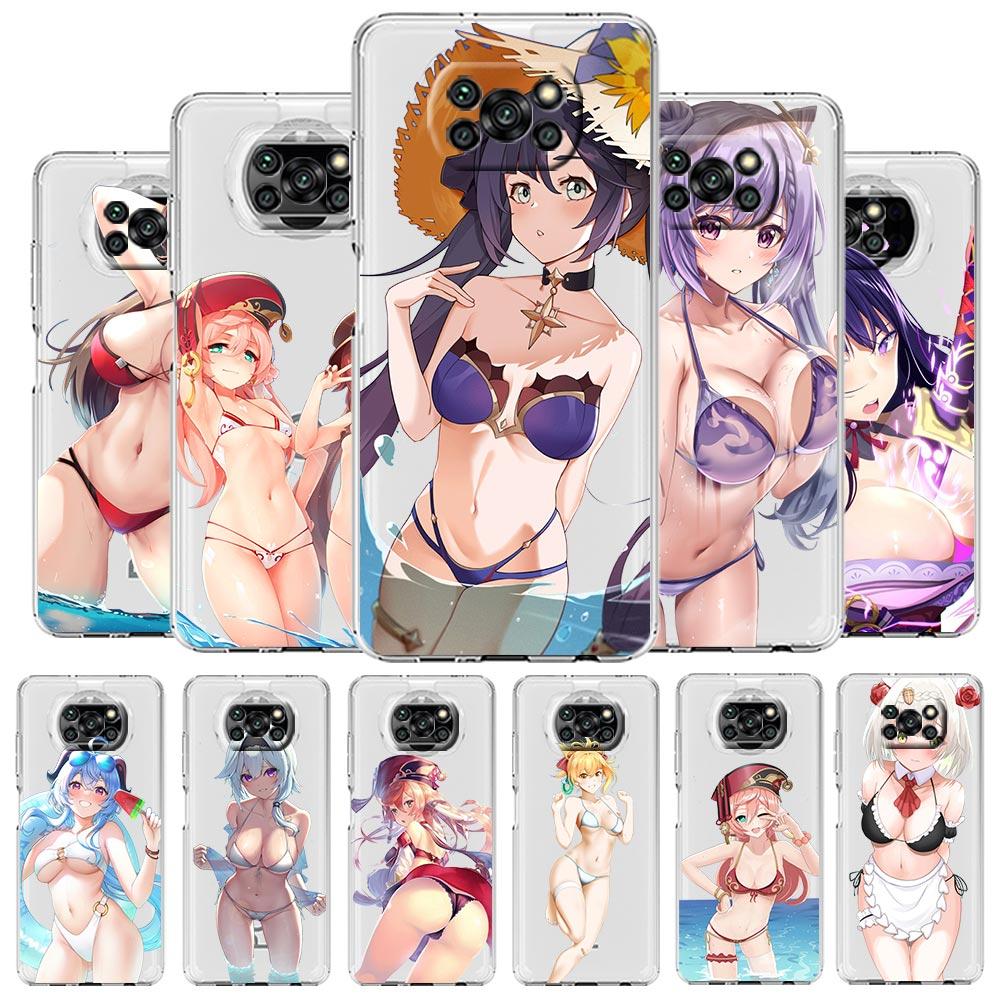 

Genshin Impact сексуальный милый чехол для телефона для девочек для Xiaomi Poco X3 NFC F3 M3 M4 Pro Mi 12 11 Lite 5G Ultra 11X 11T Pro 11i прозрачный чехол