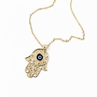 New Turkey Small Hand Fatima Hand Necklace Escape Evil Lucky Transfer Demon Blue Eye Necklace