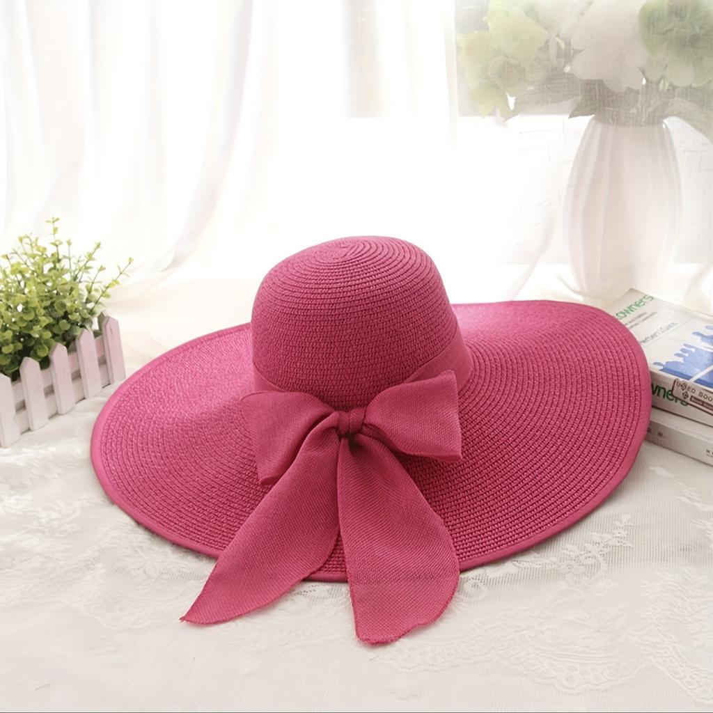Large Lightweight Polyester Women's Wide-Brimmed Straw-Style Hat | Foldable, Adjustable Drawstring, Breathable, All-Season for Outdoor Activities