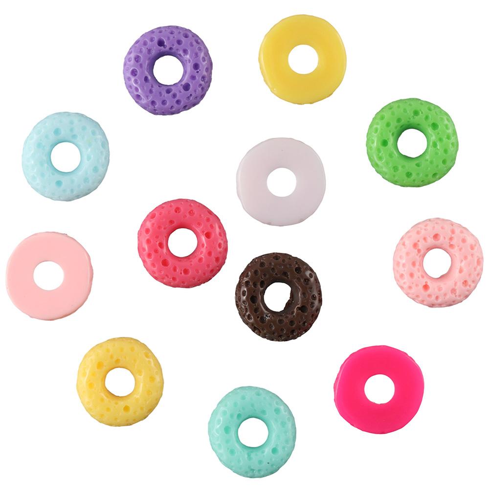 110Pcs 16mm Cute Donut Beads Resin Dessert Charms 11 Colors Cute Donut Slime Charms  Bracelets