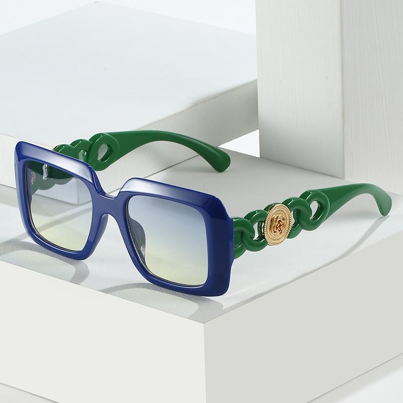 Square Large Frame With Metal Sunshades, Sun Protection, Personalized Sunglasses, Women'S Sunglasses.