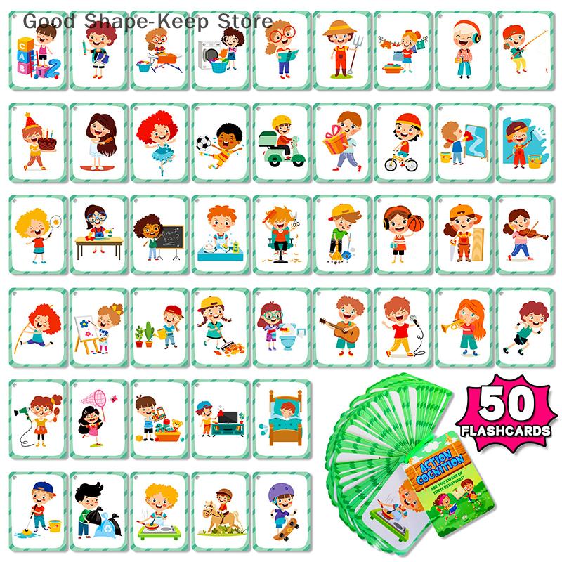 50Pcs/Set Early Education Educational Toys Cognition Learning Card Funny Memory Flash Cards For Children Kids