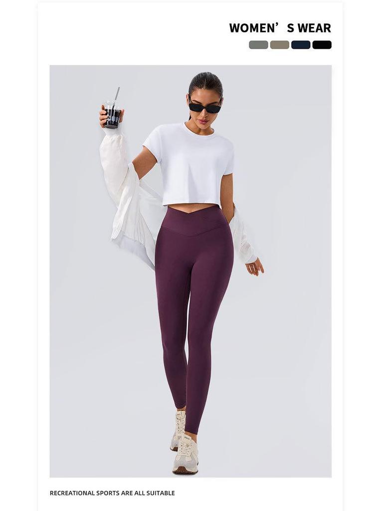 Cross-High Waist Women's Yoga Pants - Hip Lifting, Body Shaping, Pilates Fitness Leggings.
