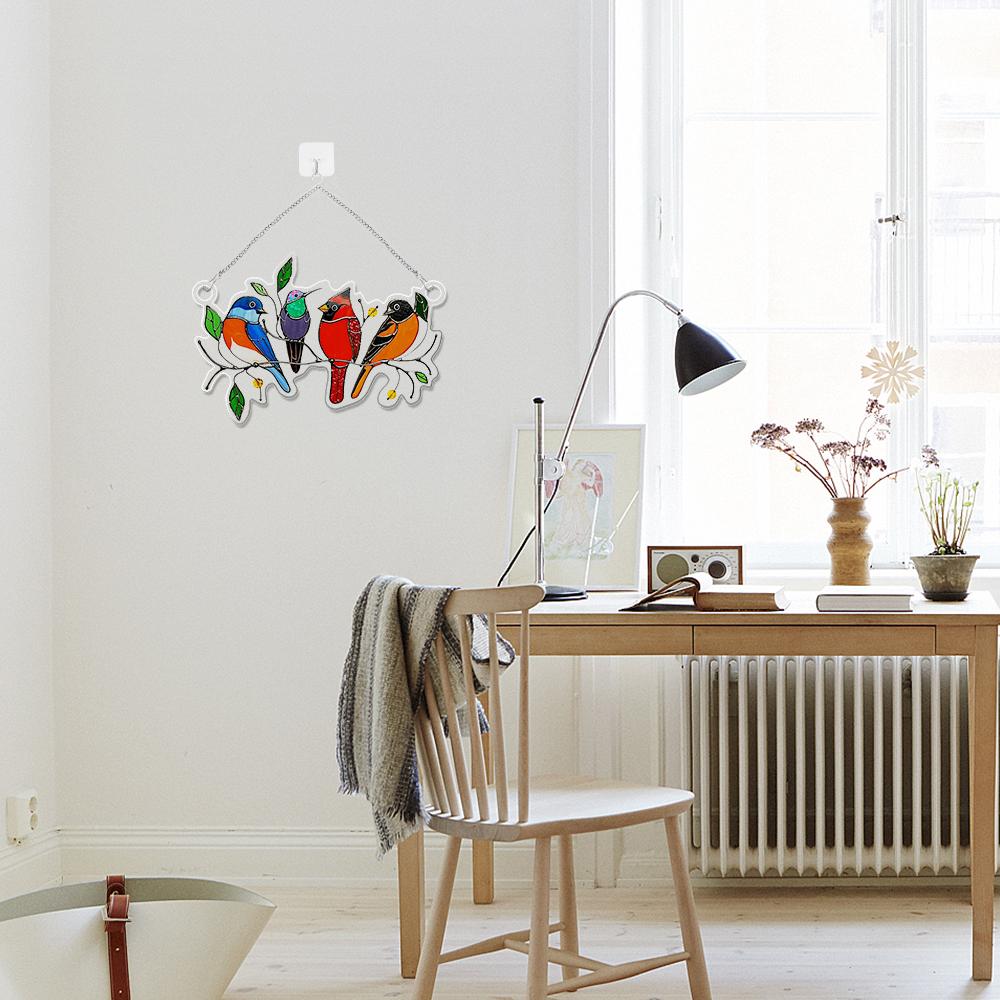 Birds Ornaments Bird Series Ornaments Glue Window Hangings Spring Bird Ornaments Spring Bird Coloured Drawing Bird Pattern Hangings for Mother