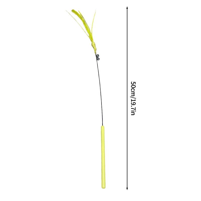Pet Cat Toy Stick Cat Teaser Stick Indoor Cat Toy Replaceable Feather Head Feather Rod Cat Paly Toys
