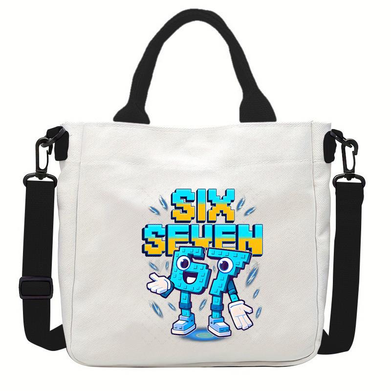 Steal a Brainrot 67 Printed Student Crossbody Bag Casual Canvas Shoulder Bags