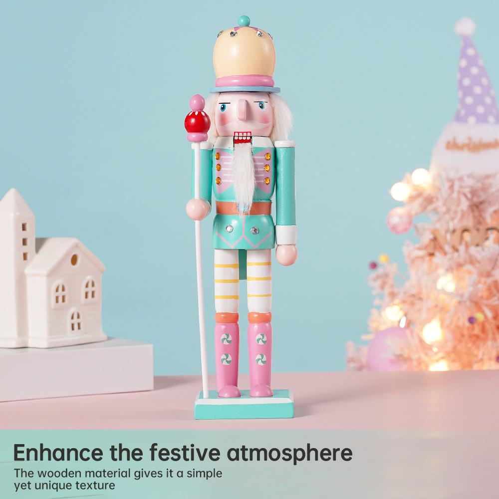 25/30/38/50CM New Candy Nutcracker Soldier Macaron colored solid wood Decoration Gift Crafts Christmas decoration