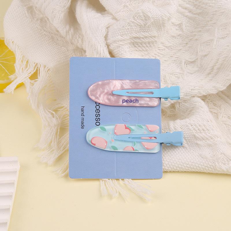 Lot de 2 pinces à cheveux série Jus pour filles, Pinces invisibles, Pinces bec de canard, Pinces à cheveux Pêche et Raisin, Pinces latérales, Accessoires pour cheveux