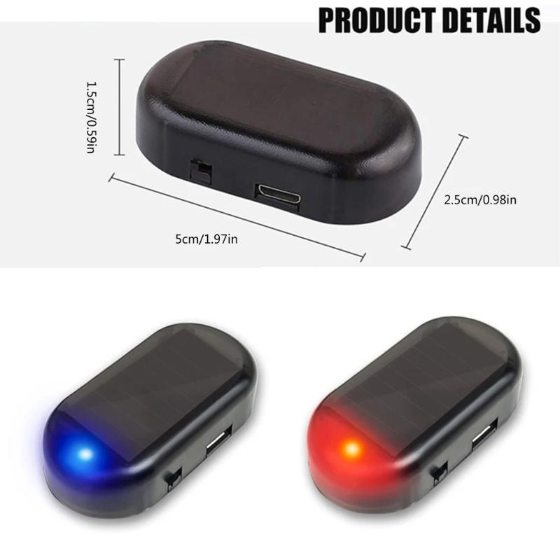 Car Fake Security Light Solar Powered Simulated Dummy Alarm Wireless Warning Antitheft Caution Lamp Flashing Imitation