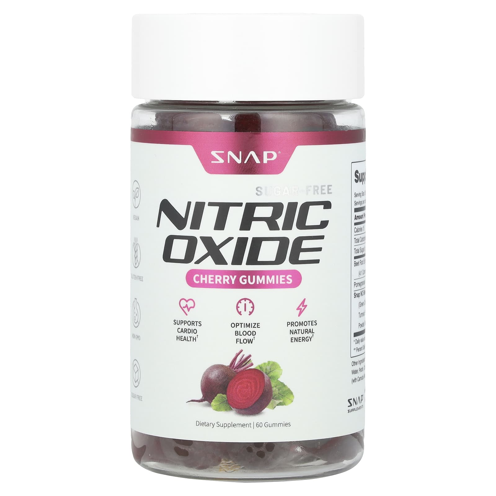 

Nitric Oxide Gummies, Cherry, Sugar Free, 60 Gummies