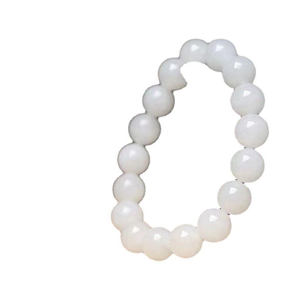 Women For Men Round Bead Hand Rope Wristband Beaded Bracelet White Stone Bracelet Fashion Jewelry