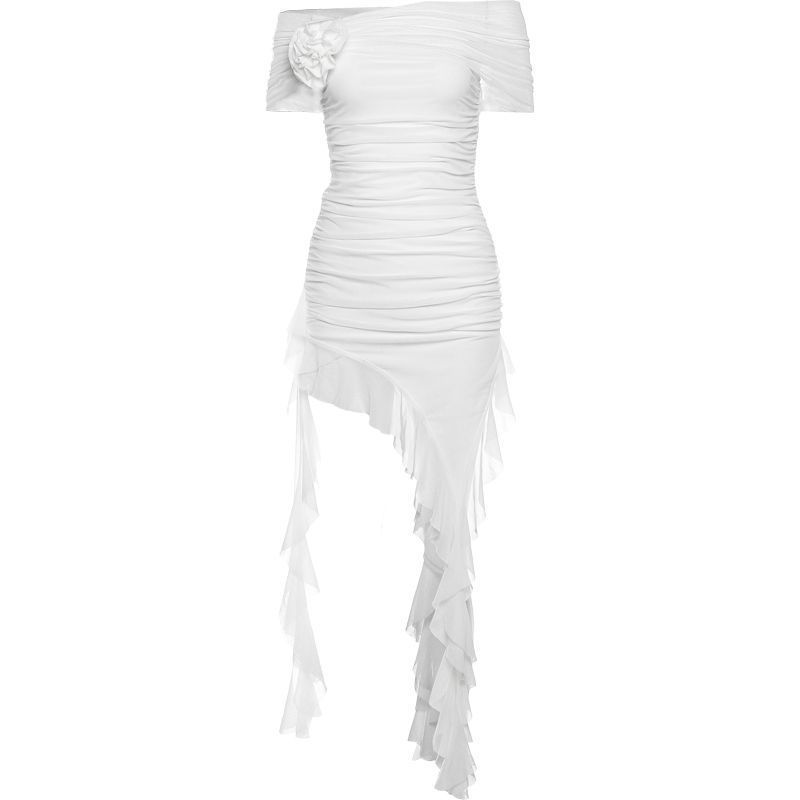 New Pure and Alluring Ruffled Irregular Dress, Niche Pleated Slimming Hot Girl Short Skirt for Summer