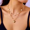 Vintage Gold Color Starfish Shell Pendant Necklace Set for Women Fashion Imitation Pearl Multi-Layer Clavicle Chain Jewelry Gift