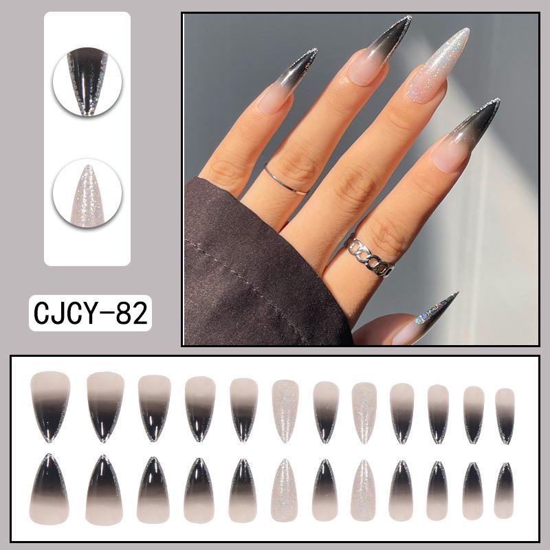 O2 Long Wearable Removable Nail Patches: Pointed Press-On False Nails for Nail Art