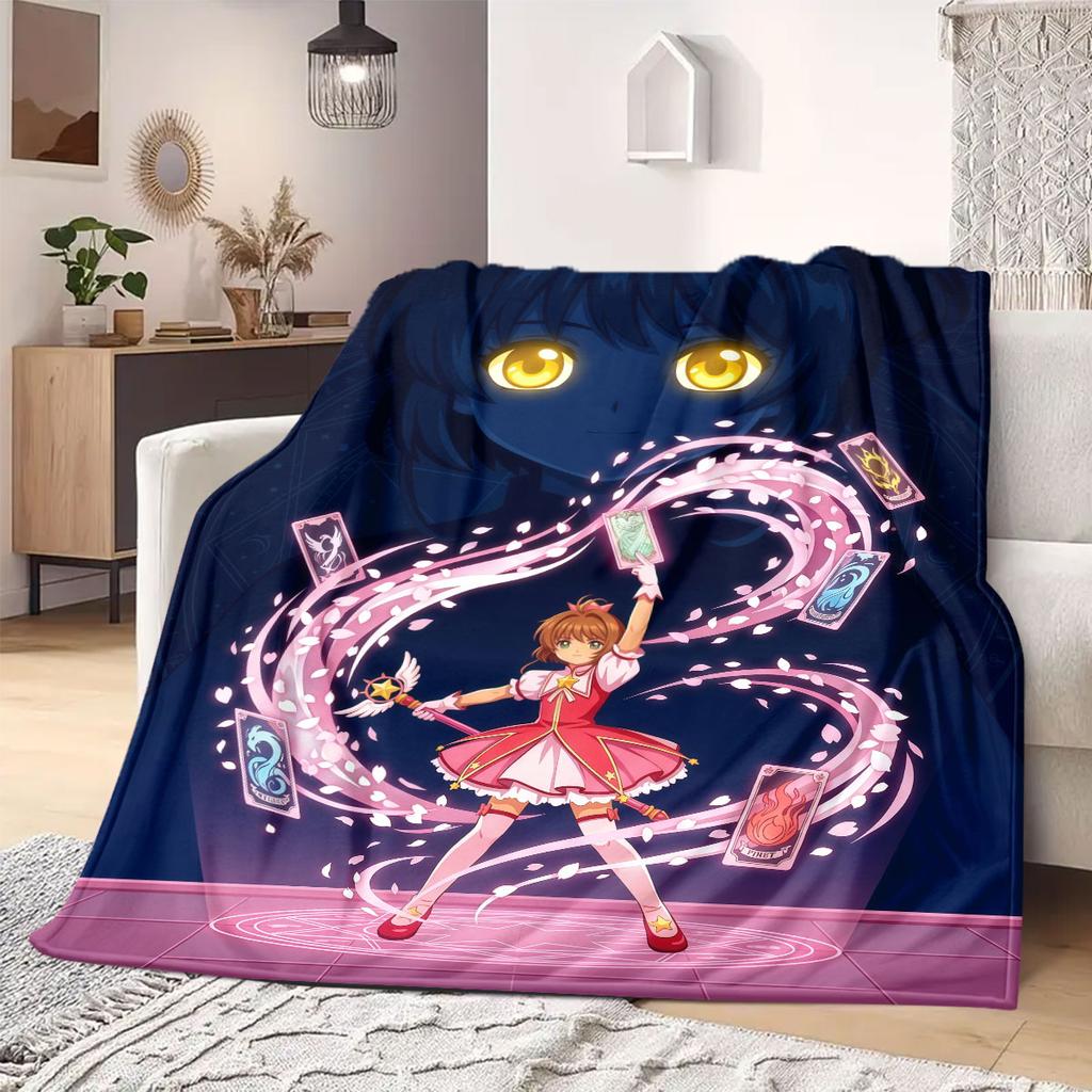 Cardcaptor Sakura Prime Cartoon Flannel Blanket, Printed Decorative Throw for Sofa, Cozy Bedroom Bedding, Travel Accessory_LIAN
