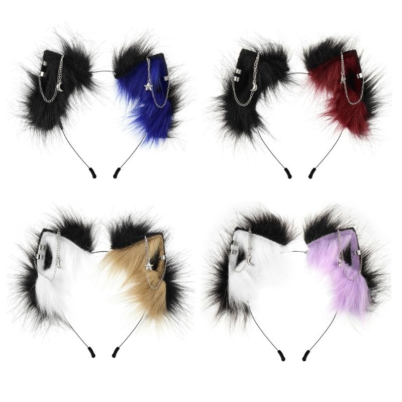Faux Furs Animal Ear Headdress for Cosplay Anime Parties Adjustable Shape Headwear
