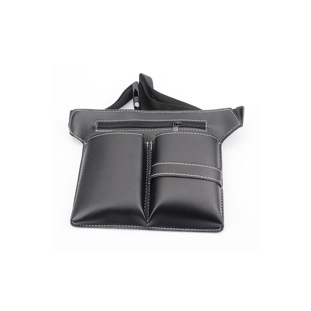 1pc PU leather hair scissors waist bag, scissors comb clip storage bag, adjustable waist belt design, special for real hair wigs