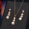 Angel Teardrop Accessories Cubic Zirconia Rhinestone Pendant Necklace Dangle Earrings Jewelry Set