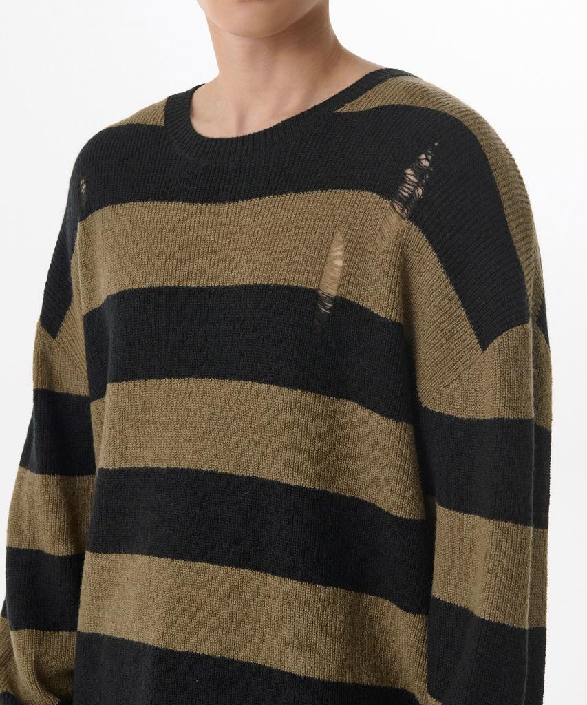 Musinsa Standard 90S Grunge Stripe Crew Neck Knit [Beige/Black]