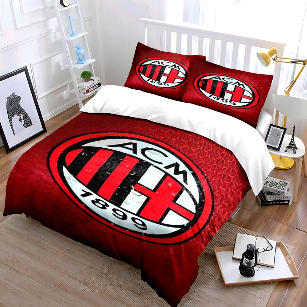 Motivo logo AC Milan. Set lenzuola Set copripiumino Copripiumini Federe(1*Copripiumino 2*Federe senza imbottitura piumone)