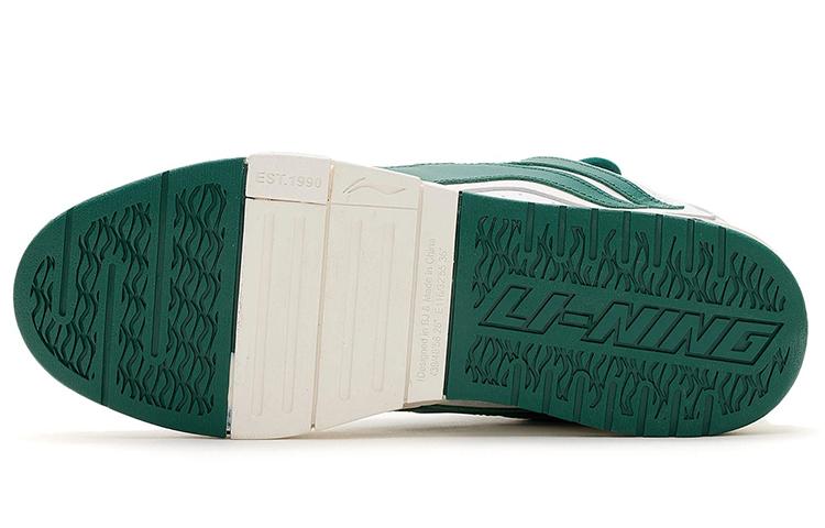 Li Ning Wave Pro Synthetic Leather, Leather Abrasion Resistant Breathable Low Top Skateboard Shoes Men's Green White AECS001-2