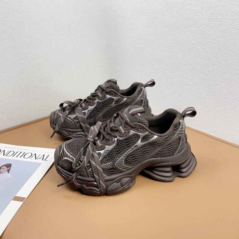 Genuine leather platform daddy shoes women's autumn and winter new height increase versatile retro aged sports casual shoes trend