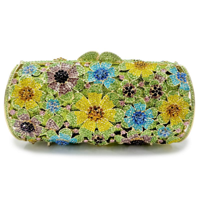Ultima Pochette di Lusso in Pietra Fiori Multicolore Diamante Borsa da Sera Regalo di Natale Borsa da Banchetto Portafoglio Donna Borsa a Mano con Strass