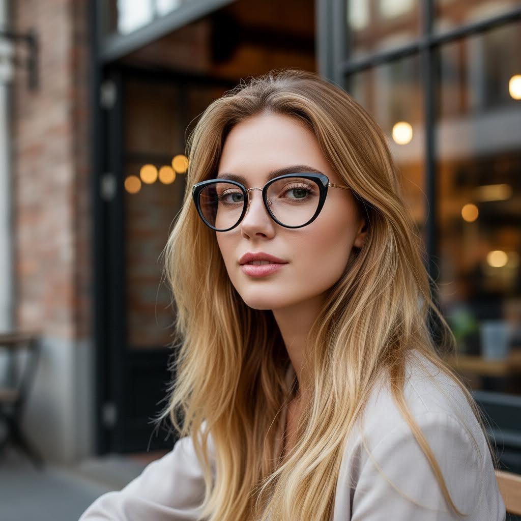 New Fashionable Anti-Blue Light Cat-Eye Women Glasses Frame Natural And Slimming Metal Frame 6004