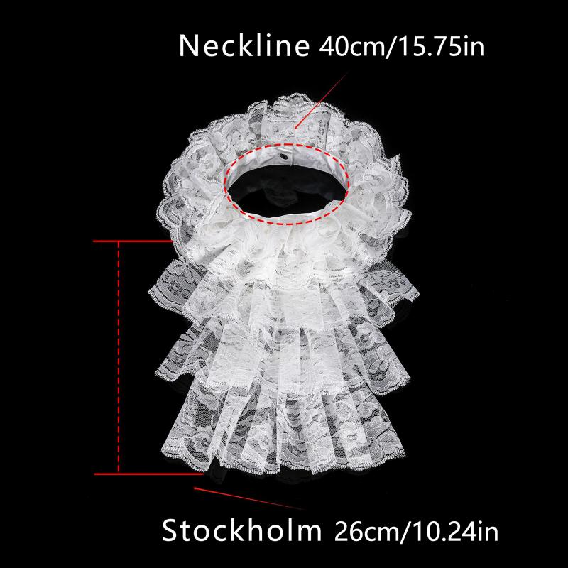 Elegant Lace Jabot Collar Detachable Hollow Design Wrist Cuffs Victorian Style Cosplay Accessory For Women Party Costume