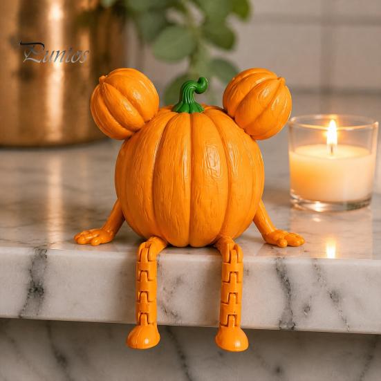 Haunted House Theme Decorations 3D Printed Halloween Decoration, Cute Ghost Pumpkin Figurine with Collectible Table Decor Movable Joints for