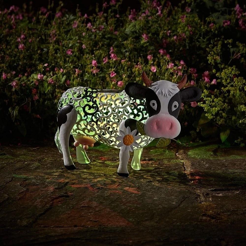 Color Changing Daisy Cow Solar Light Garden Decor Solar Cow Statue LED Garden Solar Lamp  Home
