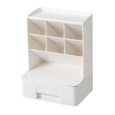 Desktop Storage Box Multi Compartments Pencil Sundry Holder with Drawer Plastic Stationery