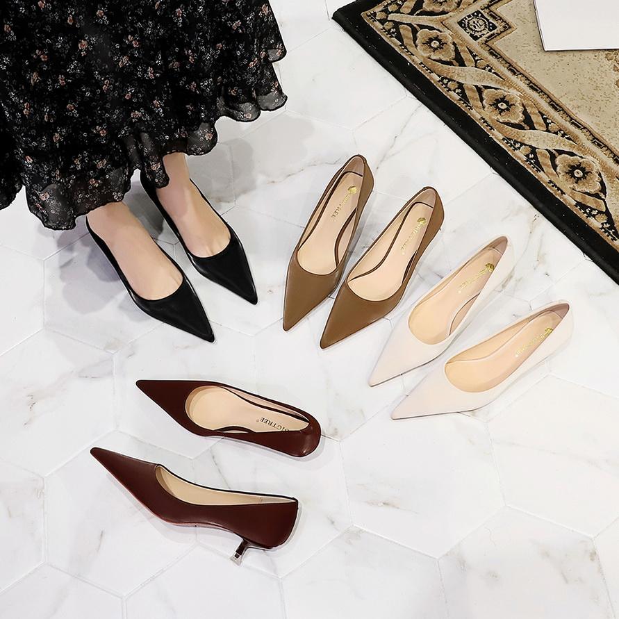 Fashionable Minimalist Sexy Banquet Women's Shoes with Thin Heels Shallow Mouth Pointed Toe, Spring Single Shoes