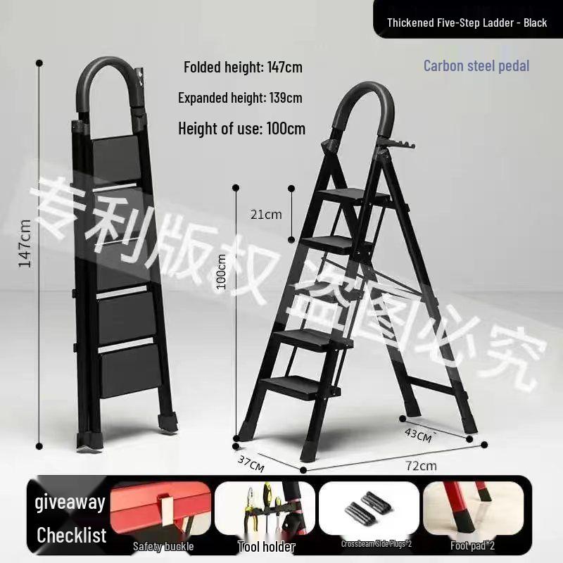 Portable Multi-Functional Four-Step Folding Step Ladder for Indoor Use