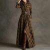 2026 Womens French Chic Midi To Maxi Dress High-Waisted A-Line With Asymmetrical Hem Striped Or Plaid Print Long Sleeve